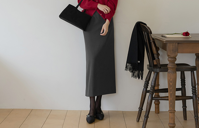 ベーシック Hライン ロング スカート(+ベルト)