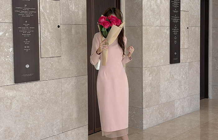 シースルー 裾上 Hライン ワンピース