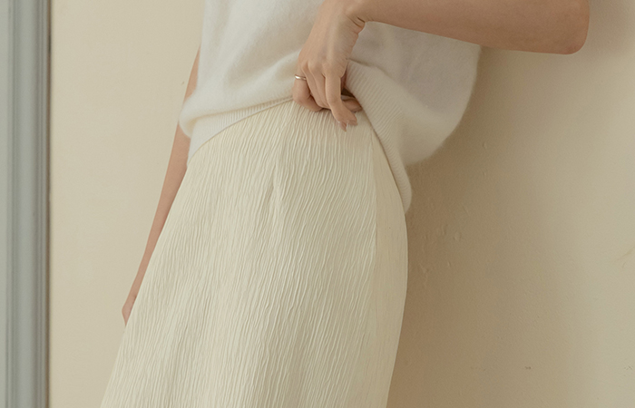 リンクル シースルー 配色 Hライン スカート