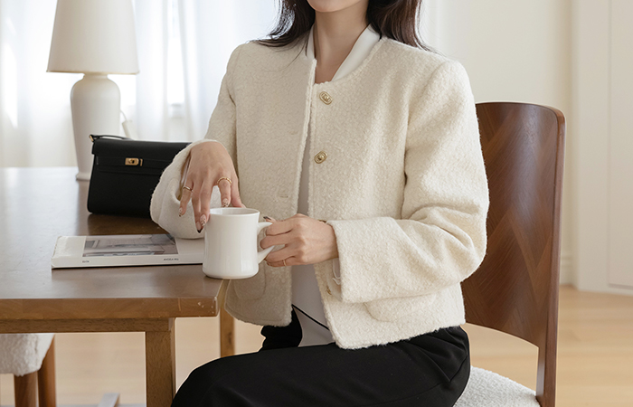 ブークレ キルティング ツイード ジャケット