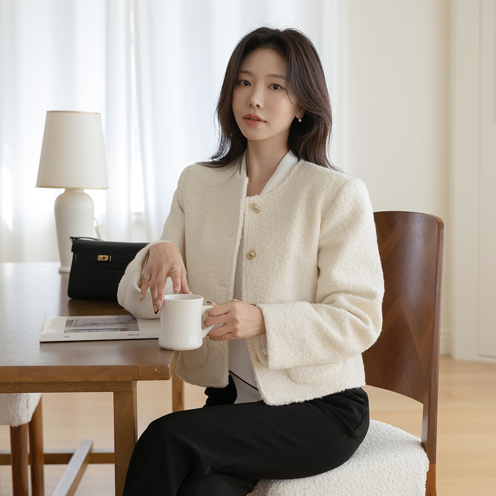 ブークレ キルティング ツイード ジャケット