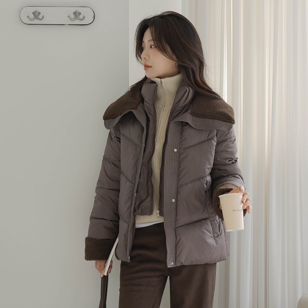 ぽかぽかした ウール 配色 ハーフ バディング(+ベルト)