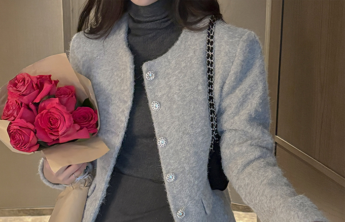 分厚い ぽかぽかした 2オンス キルティング ラウンドネック ジャケット