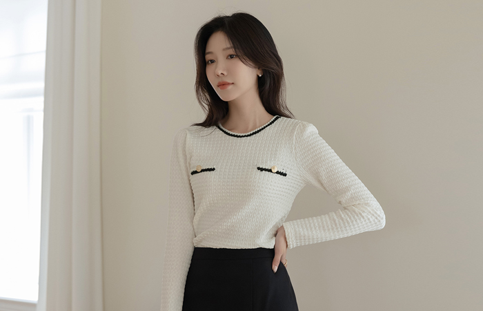 クラシック 配色 弾力 ブラウス