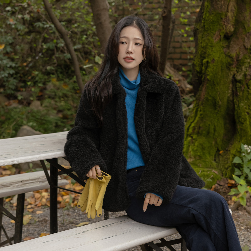 パウダー カラーネック ぽかぽかした ウール ジャケット