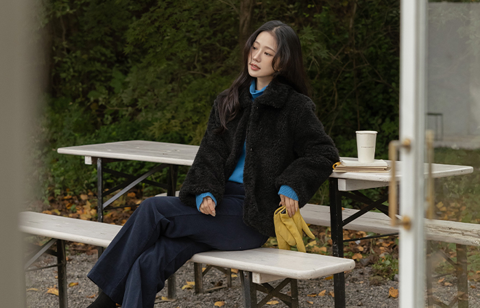 パウダー カラーネック ぽかぽかした ウール ジャケット