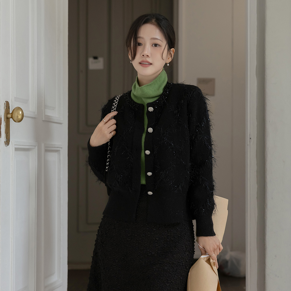 タッセル 飾り トゥインクル 分厚い カーディガン