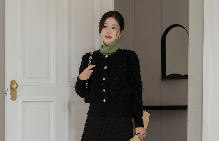 タッセル 飾り トゥインクル 分厚い カーディガン