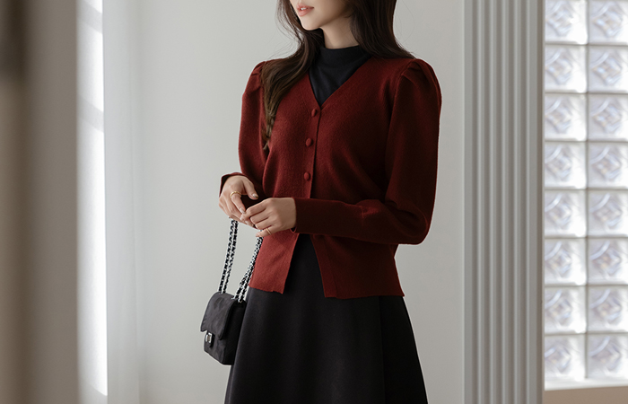 Rya パフ ニット カーディガン