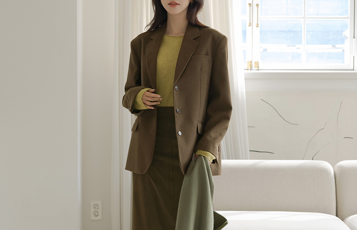 ODE ウール テーラード カラー ルーズフィット ジャケット