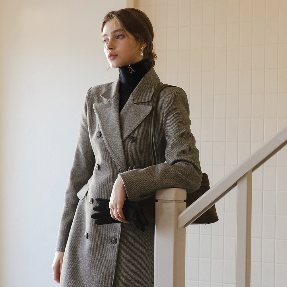 クラシック ダブルボタン Hライン ロング ワンピース