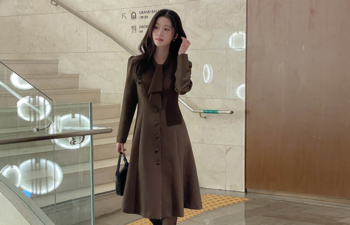 タイネック パフ Aライン ワンピース(+ベルト)