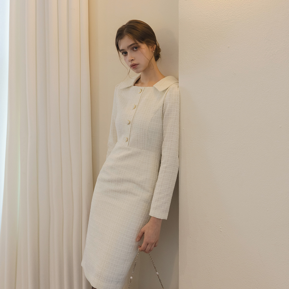 アイビー トゥインクル Hライン ツイード ワンピース