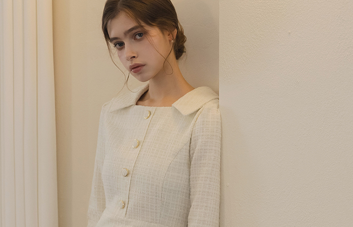 アイビー トゥインクル Hライン ツイード ワンピース