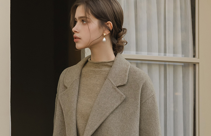 ダブルボタン ウール ハンドメード ロング コート