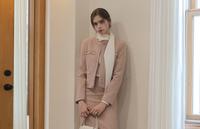 ロージー ミックス ウール タッセル ツイード Set-up ジャケット