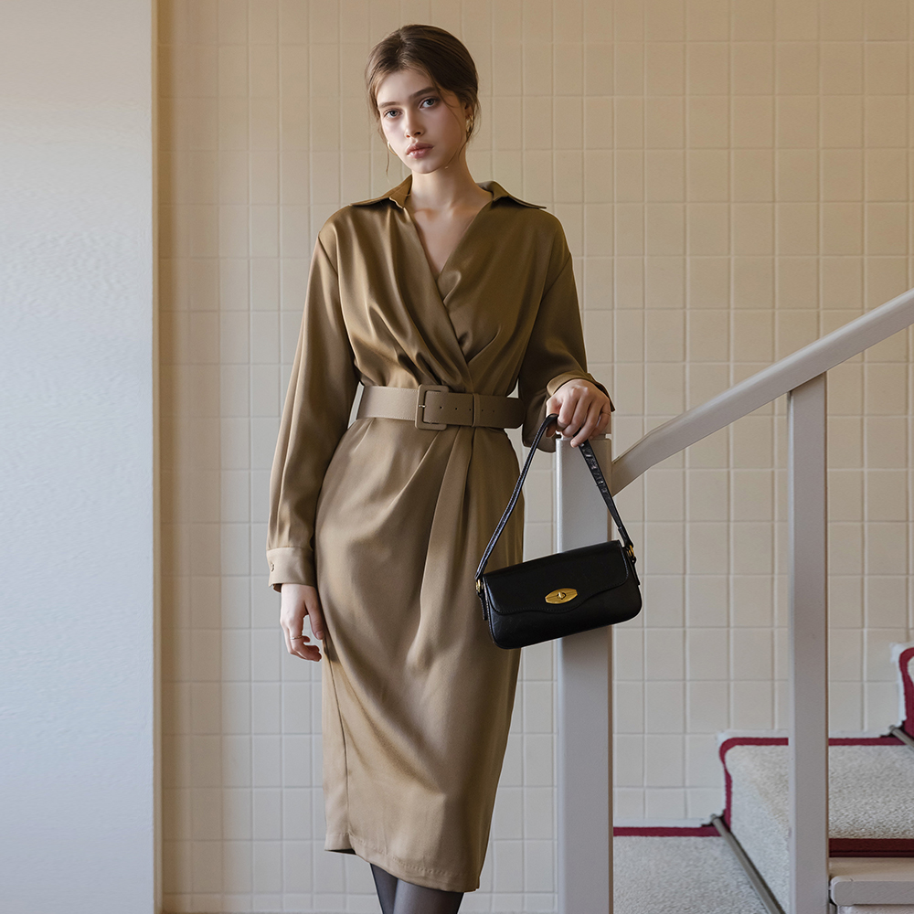 ラップスタイル シルキー ワンピース(+ベルト)