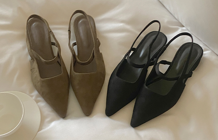 スエード メリージェーン スリングバック ヒール