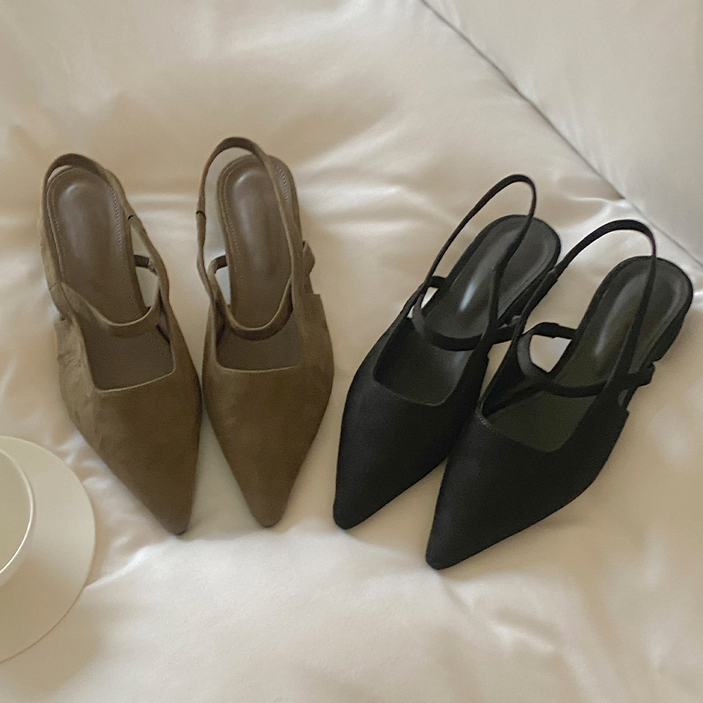 スエード メリージェーン スリングバック ヒール