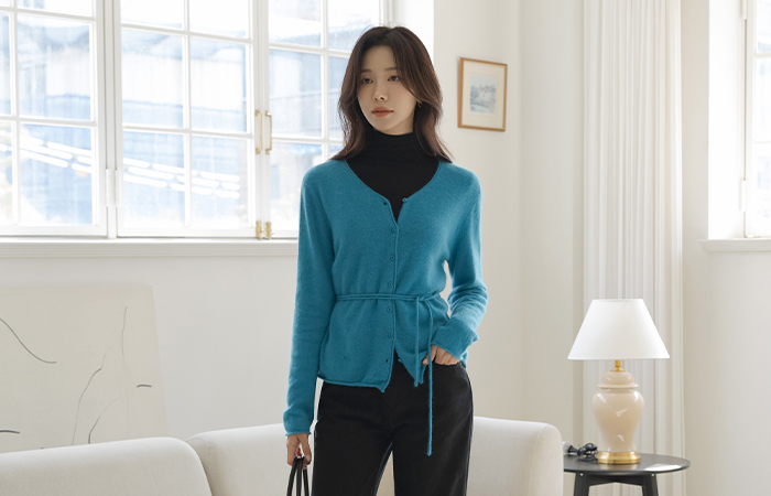 ラクーン&ウール Whole Garment ニット カーディガン(+ベルト)