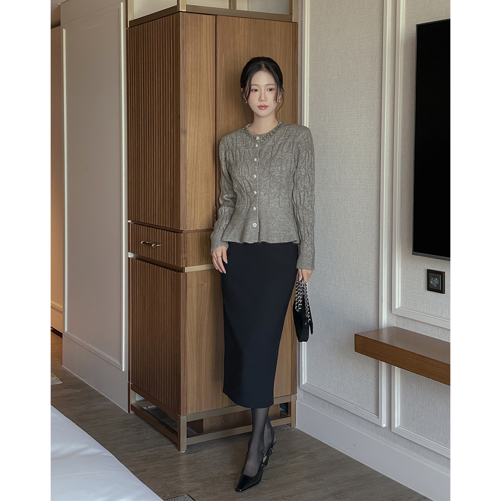 細かく美しい Hライン 起毛 ロング スカート