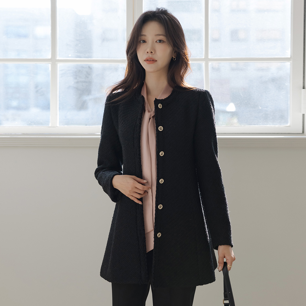 ODE ウール タッセル ハーフ ツイード ジャケット