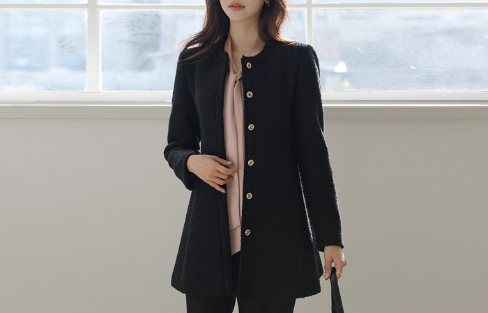 ODE ウール タッセル ハーフ ツイード ジャケット