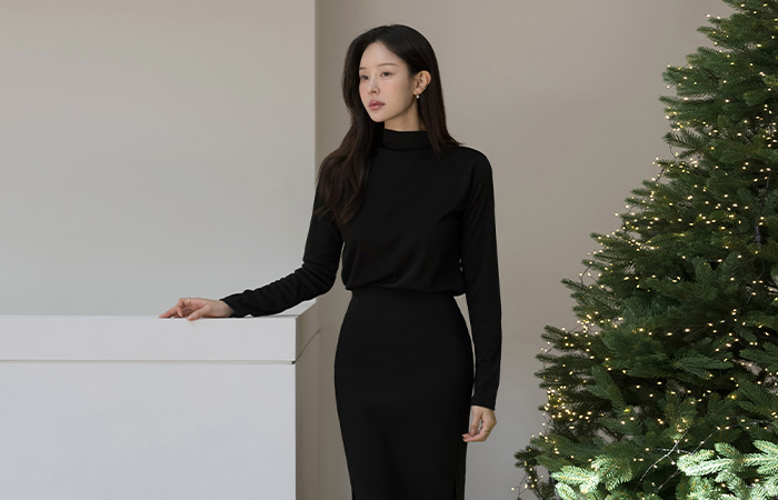 デーリー 起毛 裏地 ハーフネック 弾力 ティーシャツ