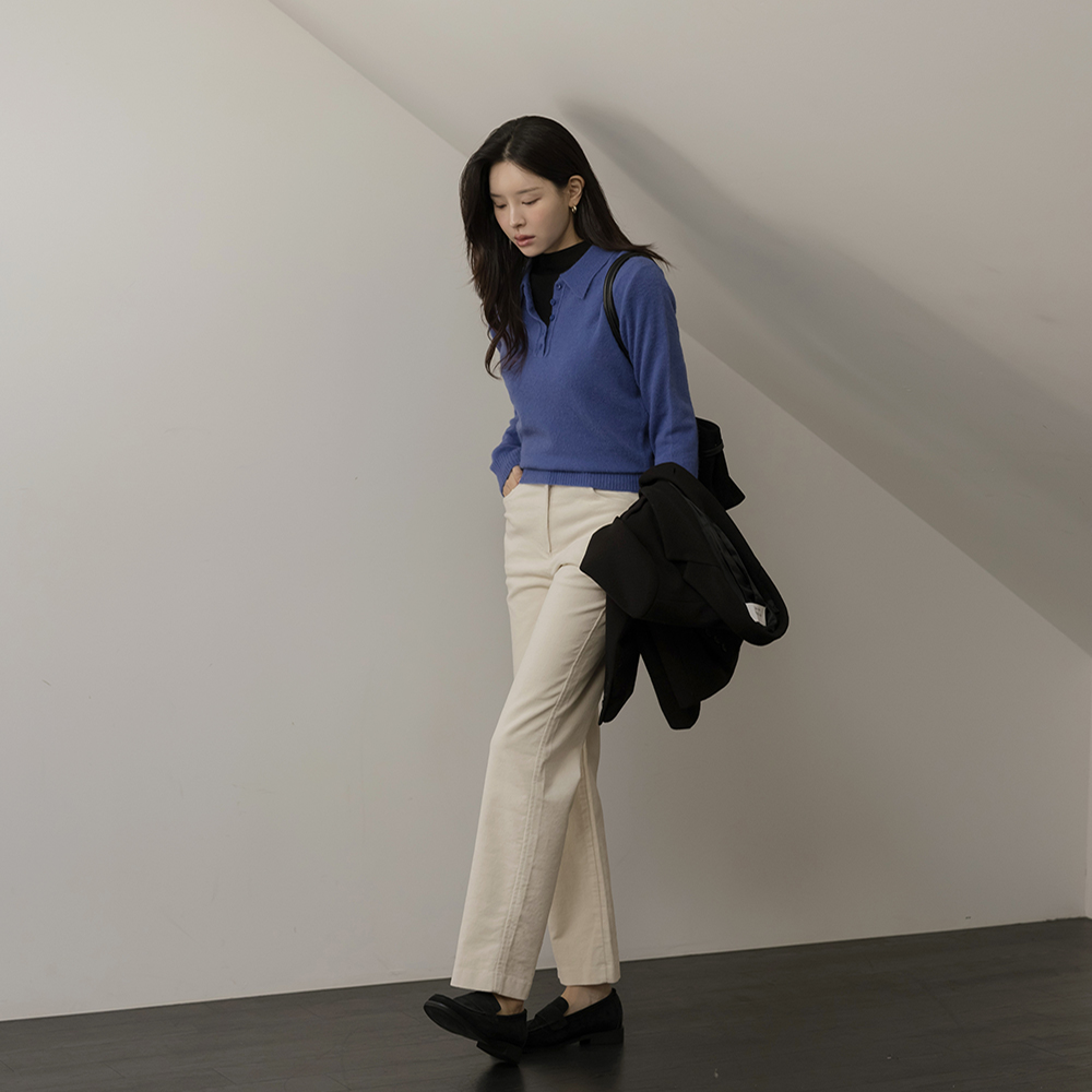 コーデュロイ ストレート 後面バンド パンツ