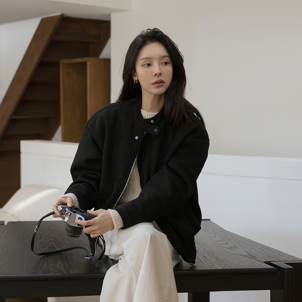 スエード ミンクファー 裏地 ブルゾン ジャンパ