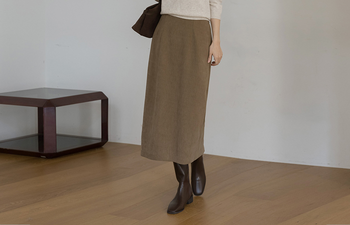 細かく美しい ベルベット リンクル Hライン 後面バンド スカート