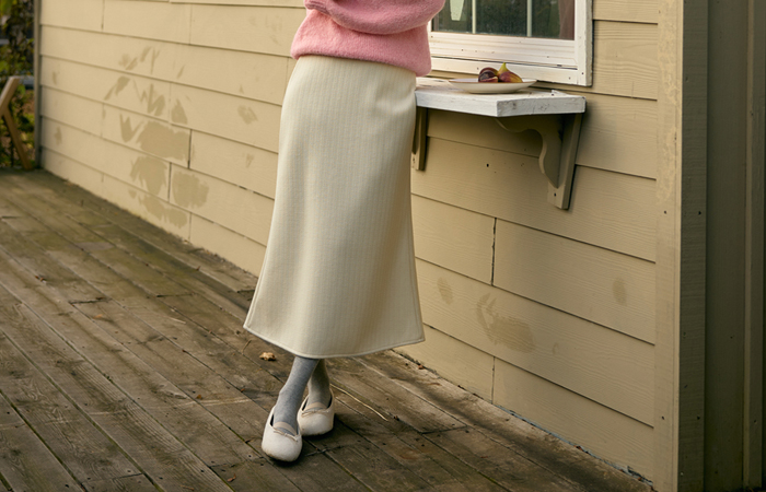 ニット ファブリック マーメイド 後面バンド ロング スカート