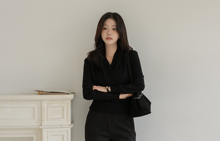 . V ラップスタイル ニット