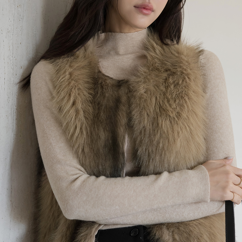 Pony ラウンドネック Eco ファー ベスト