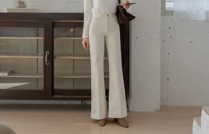 コットン コール天 織った ブーツカット 起毛 パンツ