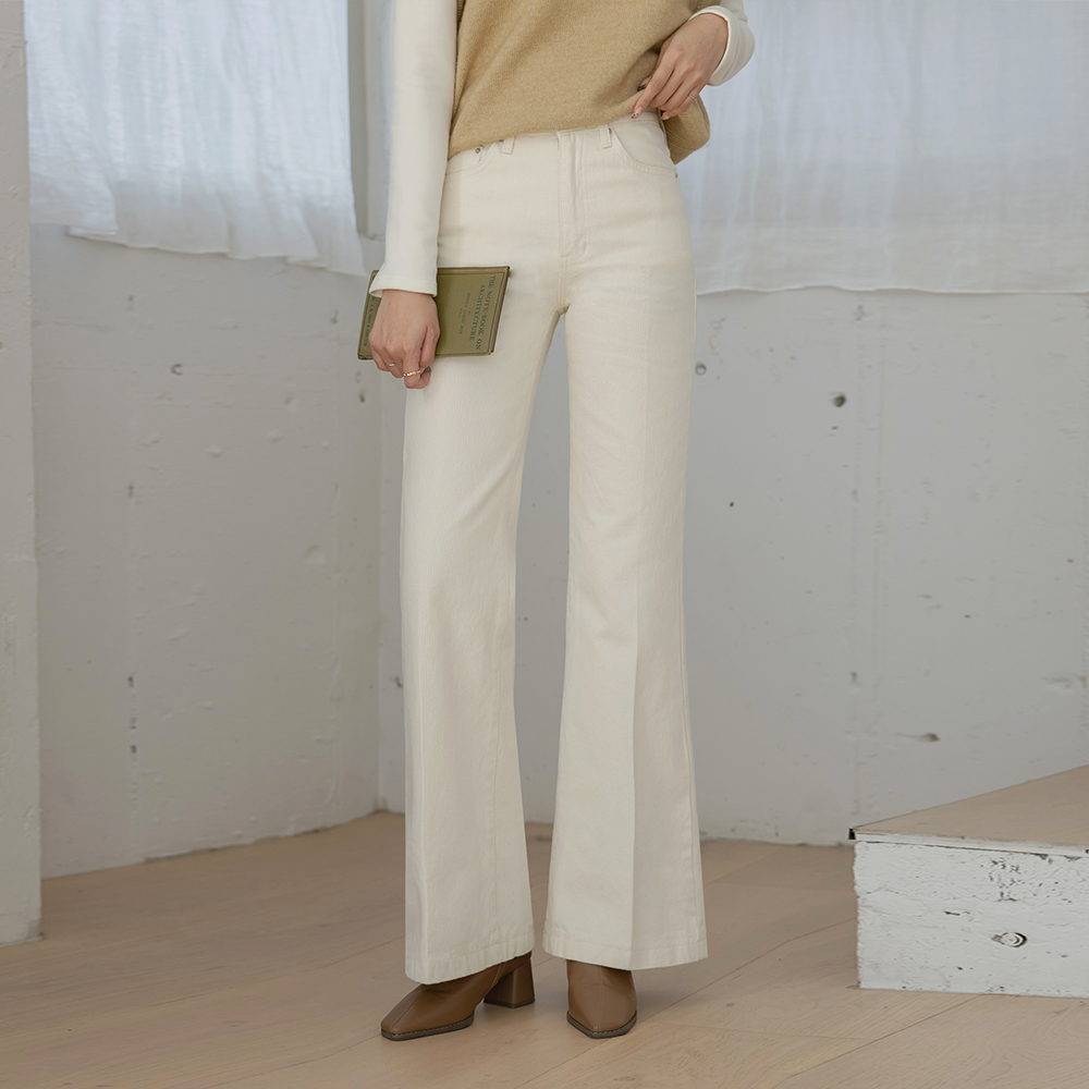 コットン コール天 織った ブーツカット 起毛 パンツ