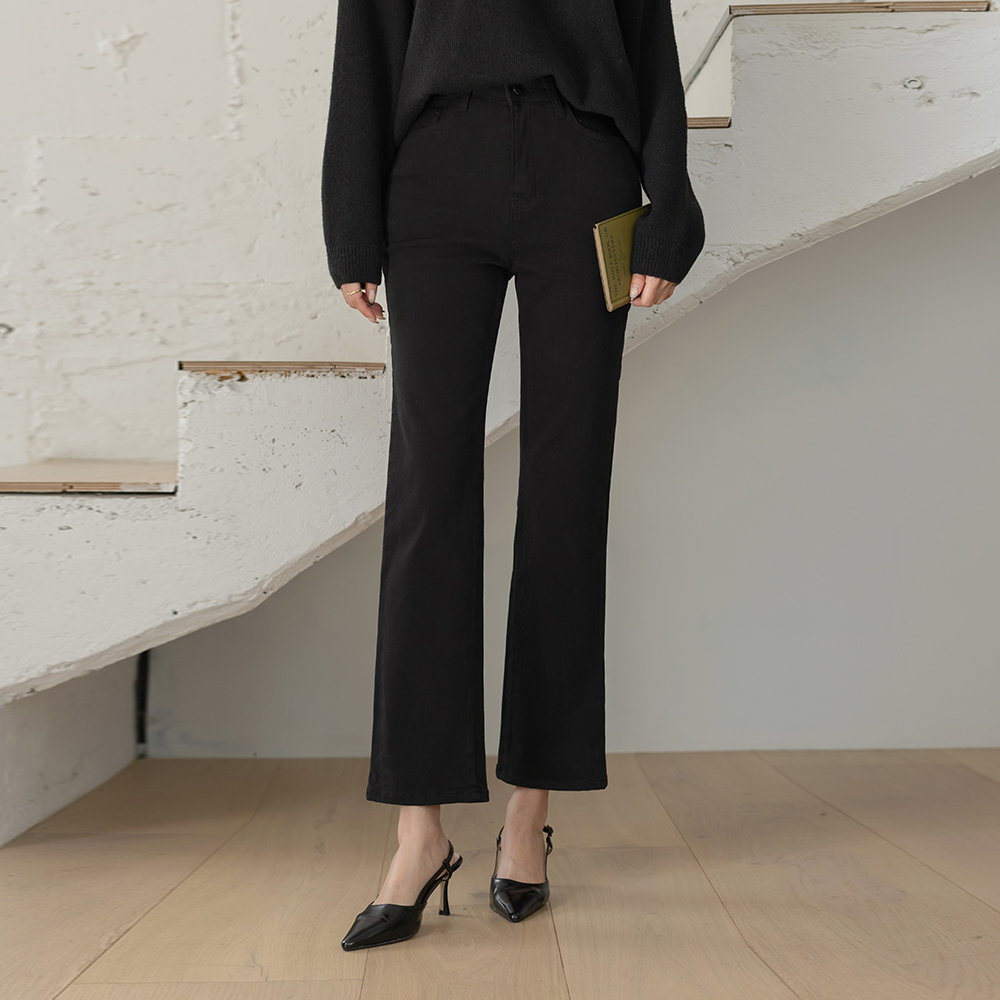 コットン ストレート 起毛 弾力 パンツ