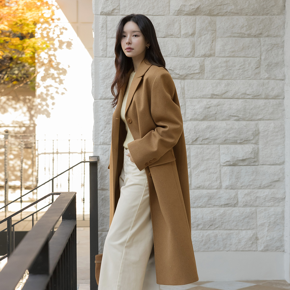 テーラード カラーネック ルーズフィット ウール ロングコート