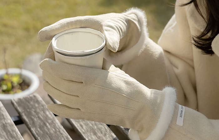 ウール 配色 スエード タッチ 手袋