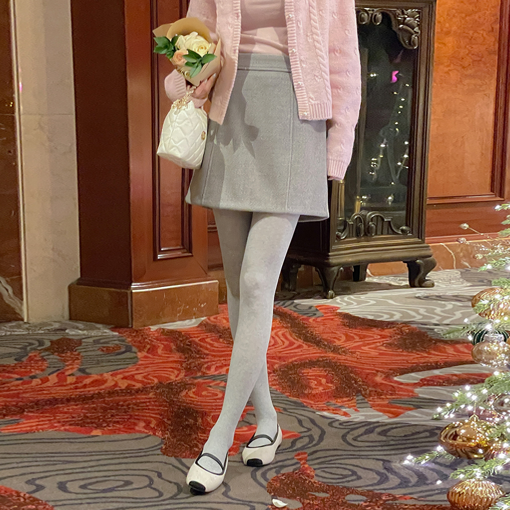 分厚い 起毛 裏地 後面バンド Aライン ミニ スカート