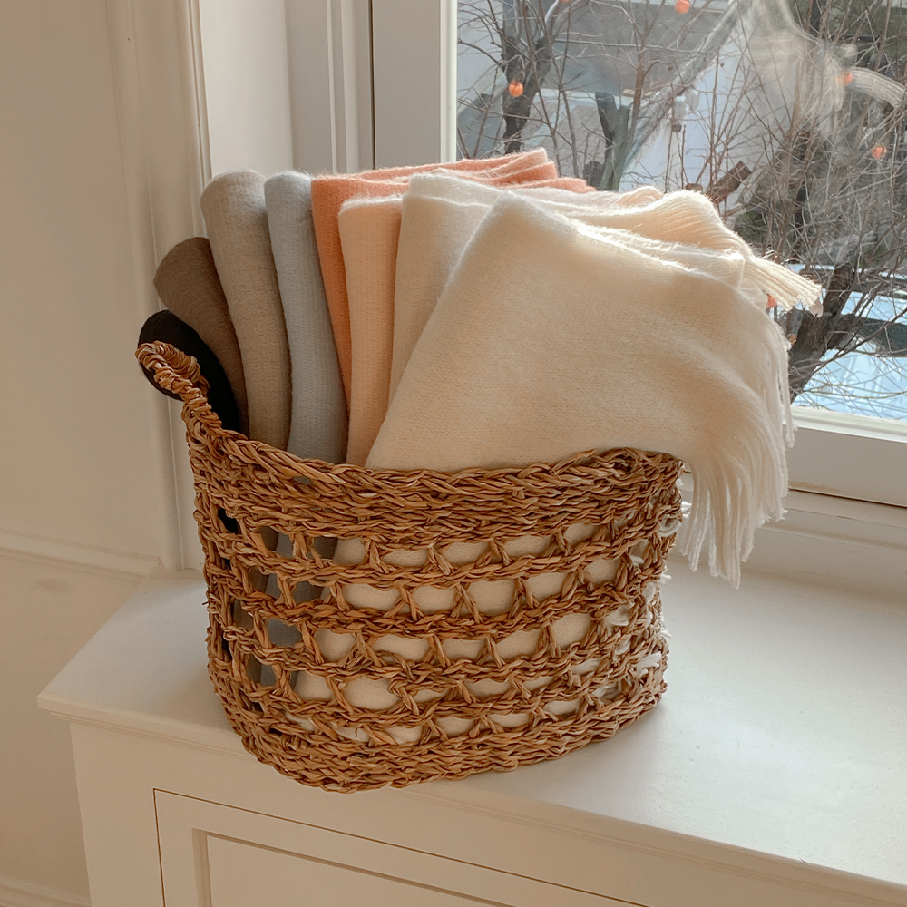 ソフト 配色 タッセル マフラー