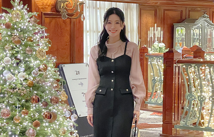 ビュスチエ 起毛 Hライン ツイード ワンピース