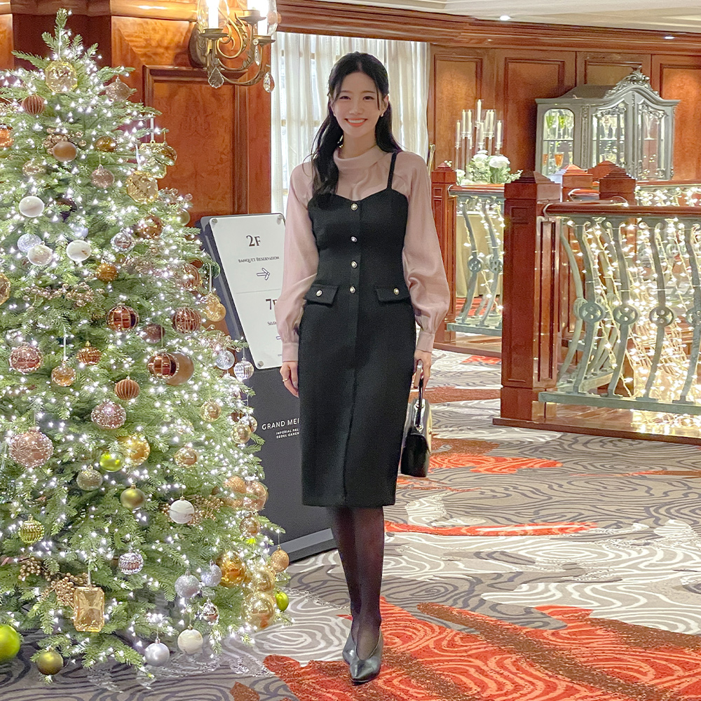 ビュスチエ 起毛 Hライン ツイード ワンピース