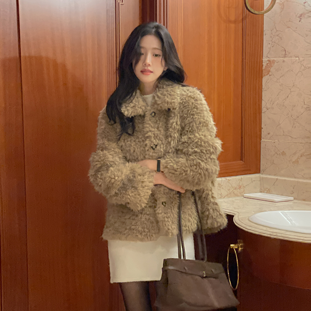 ダックダウン100% カラーネック バディング ファー ジャケット