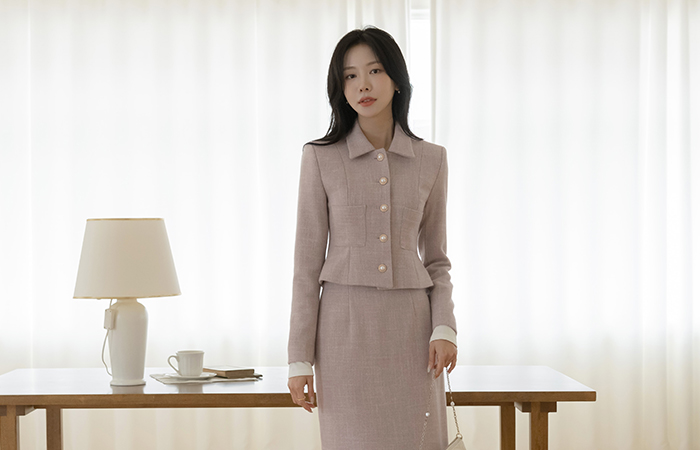 Merry クロップド スリム ライン Set-up ジャケット(+スカーフ)