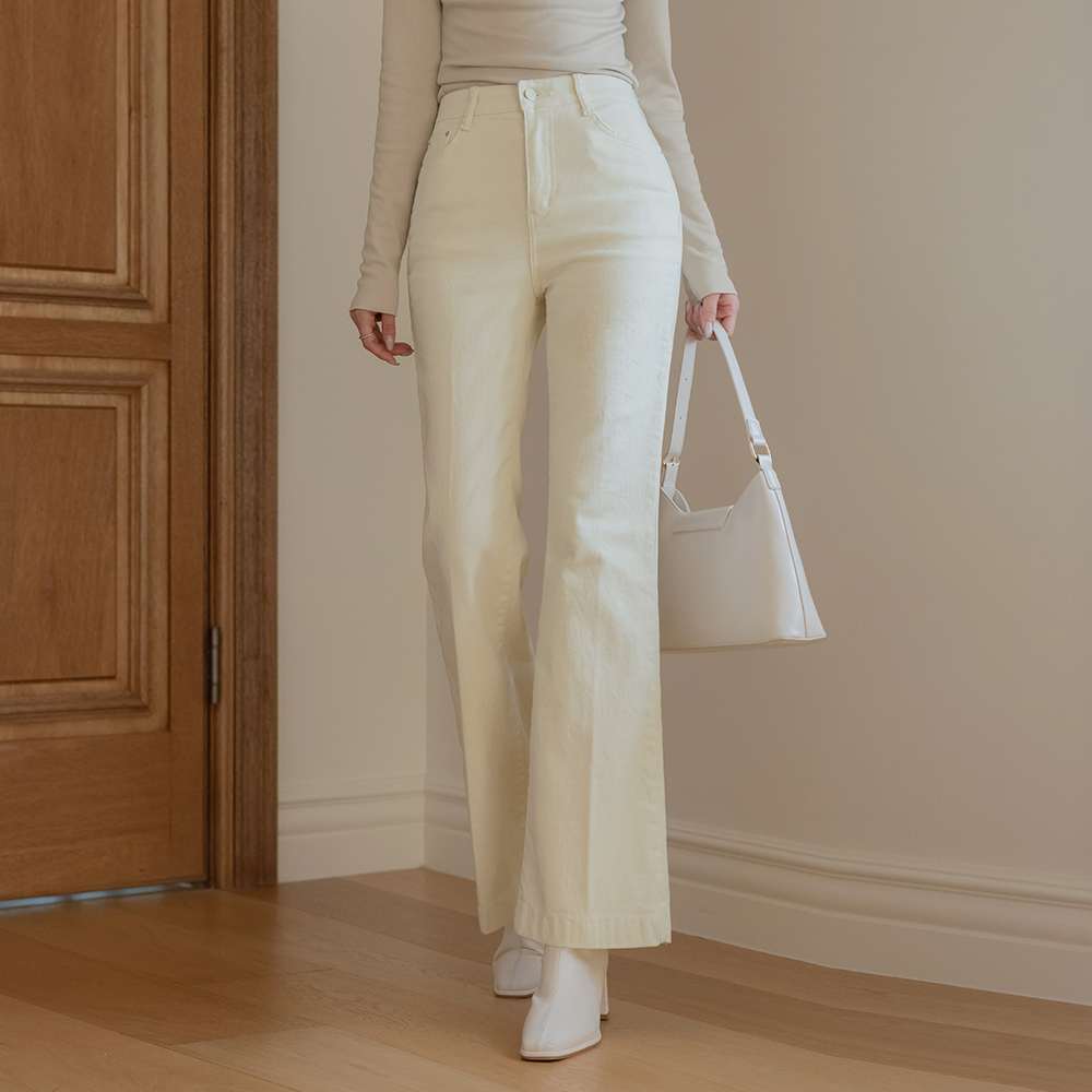 細かく美しい 起毛 コットン ブーツカット パンツ