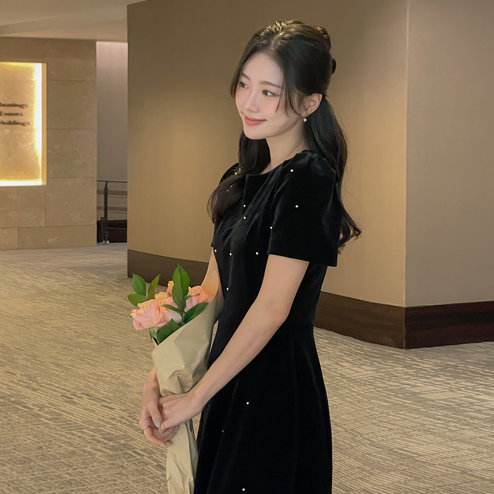 로아 シルバーボール ベルベット Aライン ワンピース (ミニ/ロングver)