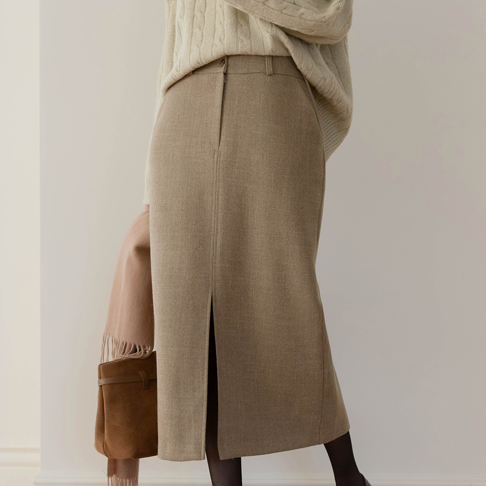 フロント スリット Hライン 起毛 ロング スカート