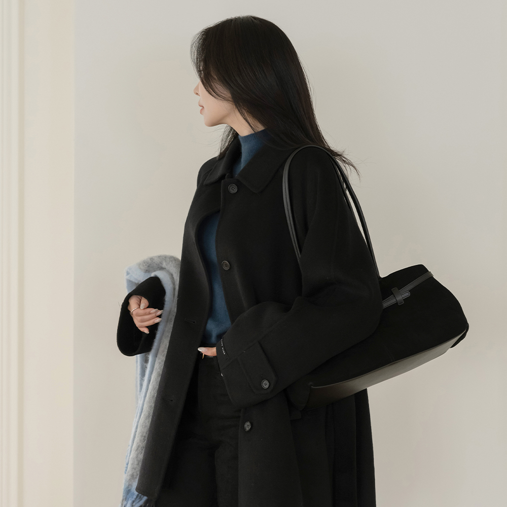 バター カシミア&ウール ハンドメード ハーフ コート(+ベルト)