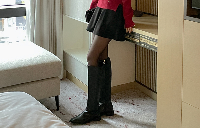 ニット ファブリック 後面バンド ハーフ パンツ